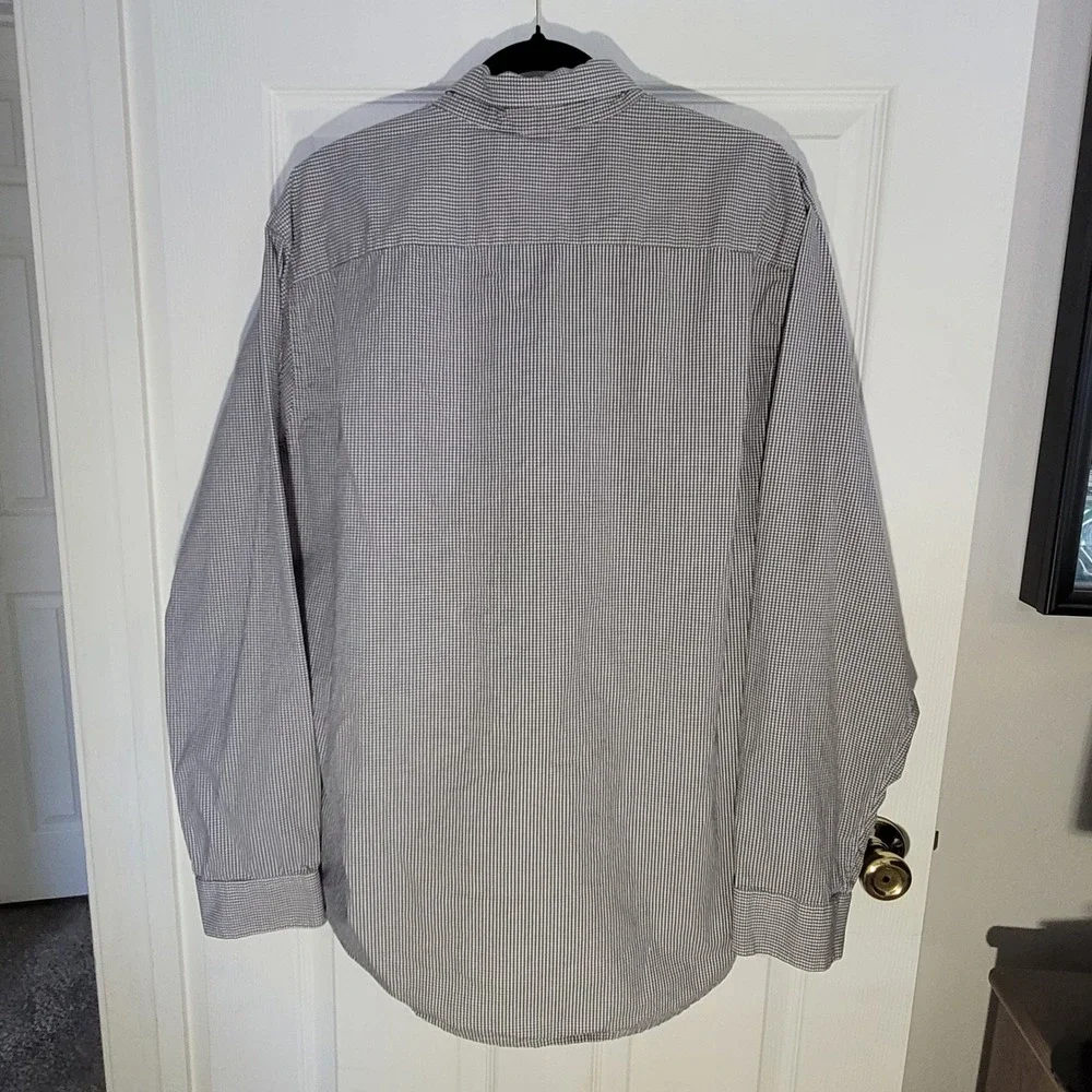 Amazon Essentials Button Down Shirt Mens XL Grey Gingham Regular Fit Cotton LS